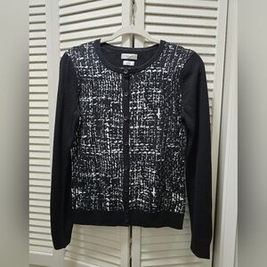 Van Heusen Black and White Button-Up Cardigan